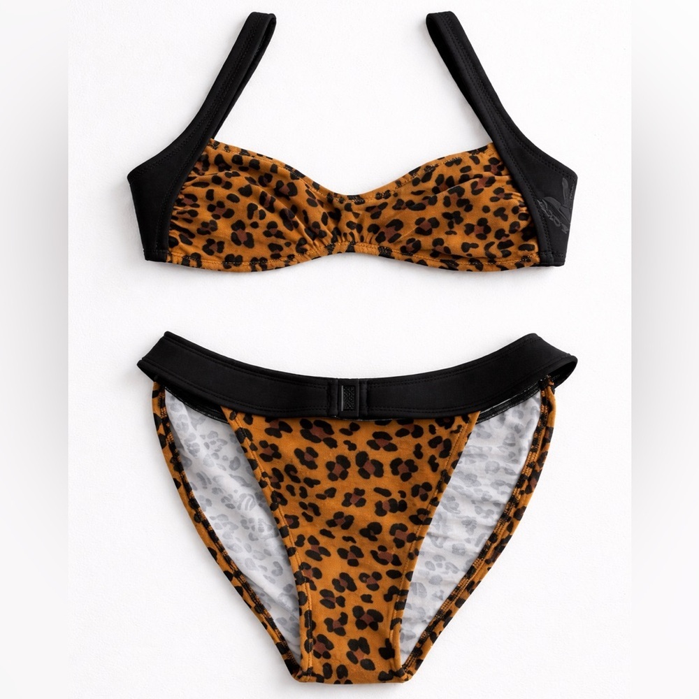 Rare 1980s Vintage Body Glove Leopard Print Neoprene Bikini - Size 10